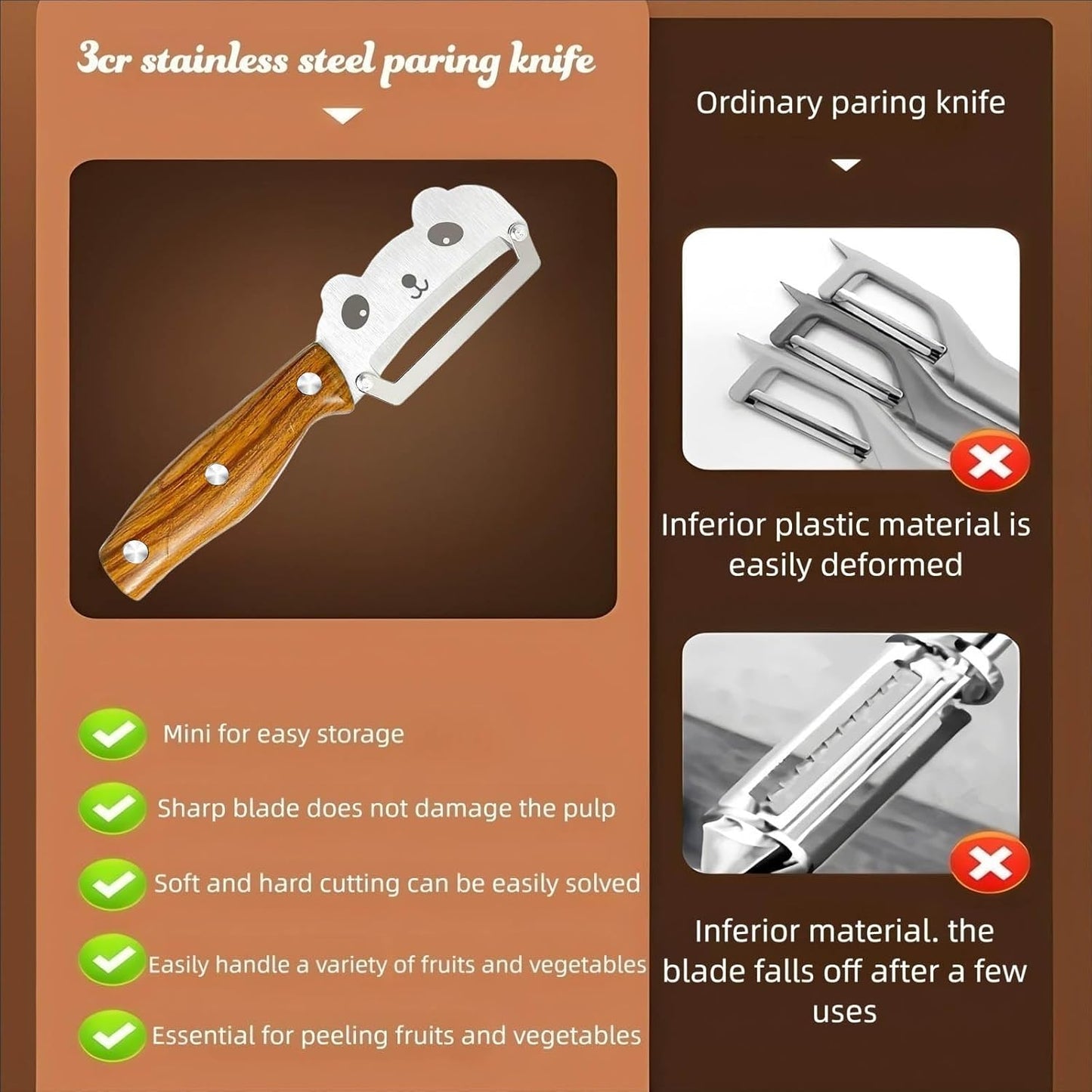 Vegetable Peeler Sharp Stainless Steel Blades for Veggie Potato Sugarcane Pumpkin Papaya Peeling Tool