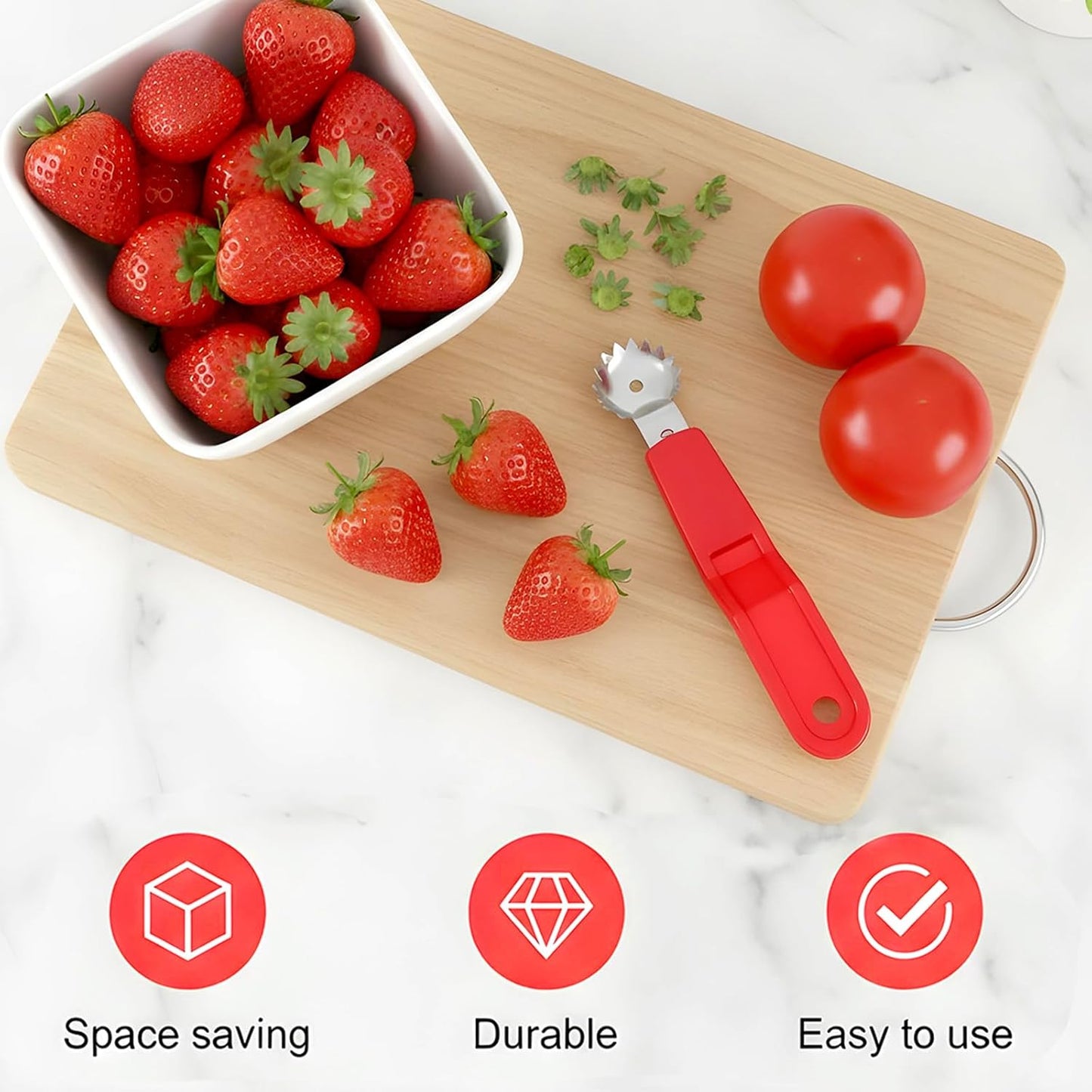 4 Pcs Strawberry Huller, Strawberry Corer Tool, Stainless Steel Strawberrys Stem Remover, Efficient Fruit Corer Tool for Kitchen for Tomato Preparation