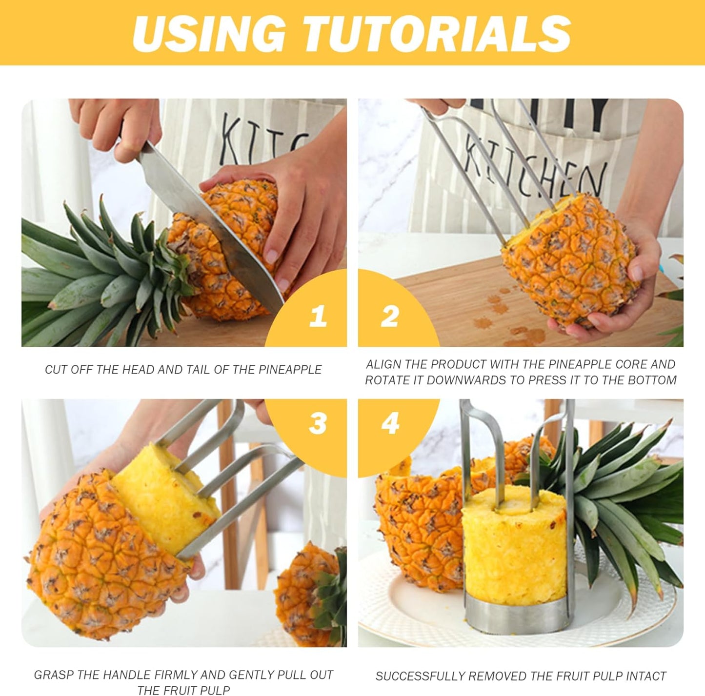 Pineapple Cutter Slicer Stainless Steel Pineapple Corer Fruit Core Remover for Kitchen Fruit Rings 8cm slicer