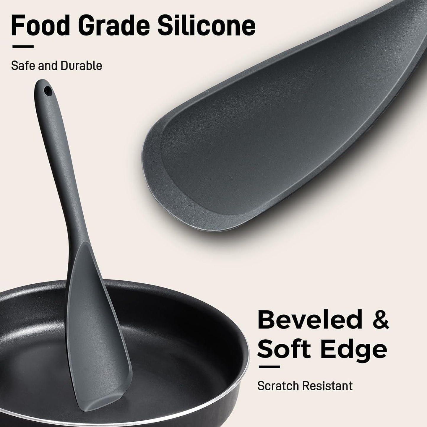 3 PACK Silicone Cooking Spatula & Spoon for Nonstick Cookware, Multifunction Spoonula for Baking, Cooking, Serving, Mixing, Stirring, Scoop, Scrape - One-Piece Formed, Sturdy BPA-Free, Dishwasher Safe