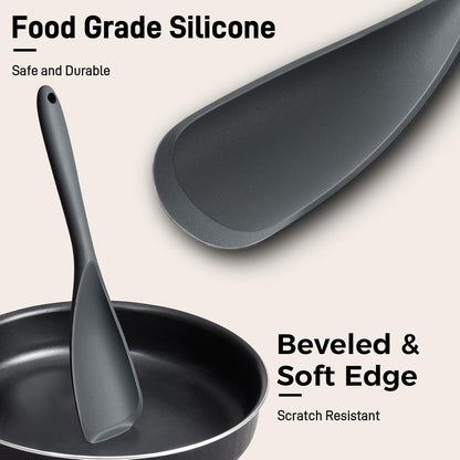 3 PACK Silicone Cooking Spatula & Spoon for Nonstick Cookware, Multifunction Spoonula for Baking, Cooking, Serving, Mixing, Stirring, Scoop, Scrape - One-Piece Formed, Sturdy BPA-Free, Dishwasher Safe