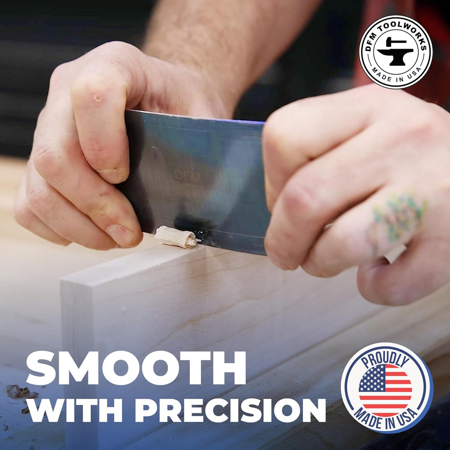 DFM Tool Works Rectangle Card Scraper - Precision Cabinet Multi-use Scraper for Woodworking, Wood Fine Finishers, Glue Scraper, Quality Handcrafted Card Shaping Tool - Made in USA, 2 Quantity - Blue