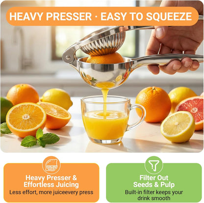 Stainless Steel Manual Juicer Citrus, Lemon Squeezer, Fruit Juicer Lime Press Metal, Professional Hand Juicer Kitchen Tool Bar Juicer for Bartender Accessories