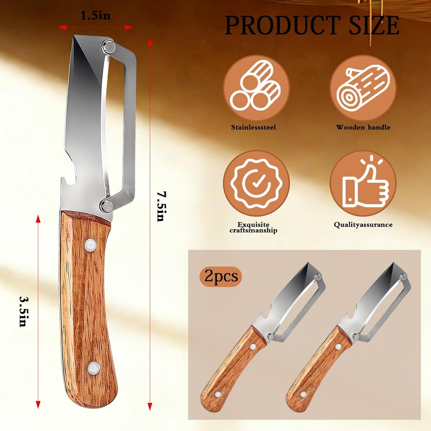 Multifunctional Vegetable Peeler For Kitchen With Ergonomic Wood Handle, 2 In 1 Stainless Steel Fruit Peeler With Bottle Opener, Can Easily Peel Fruits And Vegetables And Open Bottle Caps (3)