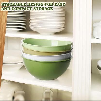 Greentainer 4-Piece Plastic Mixing Bowl Set with Lids for Kitchen, 67oz Lightweight Storage Bowls, Large Salad Bowls for Baking, Prepping, Cooking and Serving Food, Dishwasher & Microwave Safe