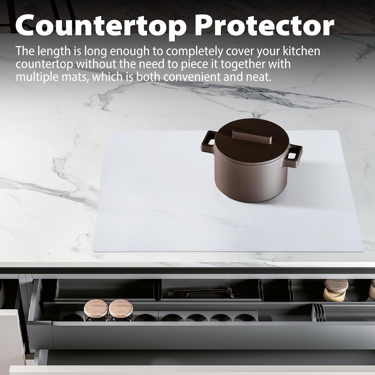 Thick Silicone Counter Mat Large 23.4"by15.6", Heat Resistant Mat for Kitchen Table/Countertop Protector/Non Stick Pastry Baking Placemats, Silicone Pad for Crafts Kids, Super Kitchen Clear