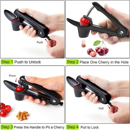 Cherry Pitter Tool 7-in-1, Portable Cherries Seed Remover, Fruit Pit Core Remover for Make Fresh Cherry Dishes, Cherry Pie and Jam and Cocktail Cherries