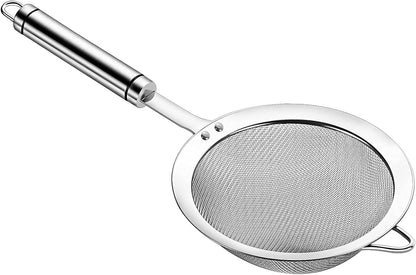 304 Stainless Steel Fine Mesh Strainers for Kitchen, Colander-Skimmer with Handle, Sieve Sifters for Food, Tea, Rice, Oil, Noodles, Fruits, Vegetable