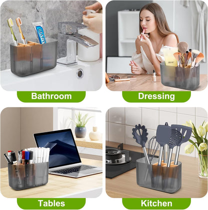 GFWARE Toothbrush Holders for Bathrooms, 5 Slots Bamboo Toothbrush Holder Kids Electric Toothbrush Holder and Toothpaste Holder for Bathroom Countertop Accessories Storage, Marble Toothbrush Organizer