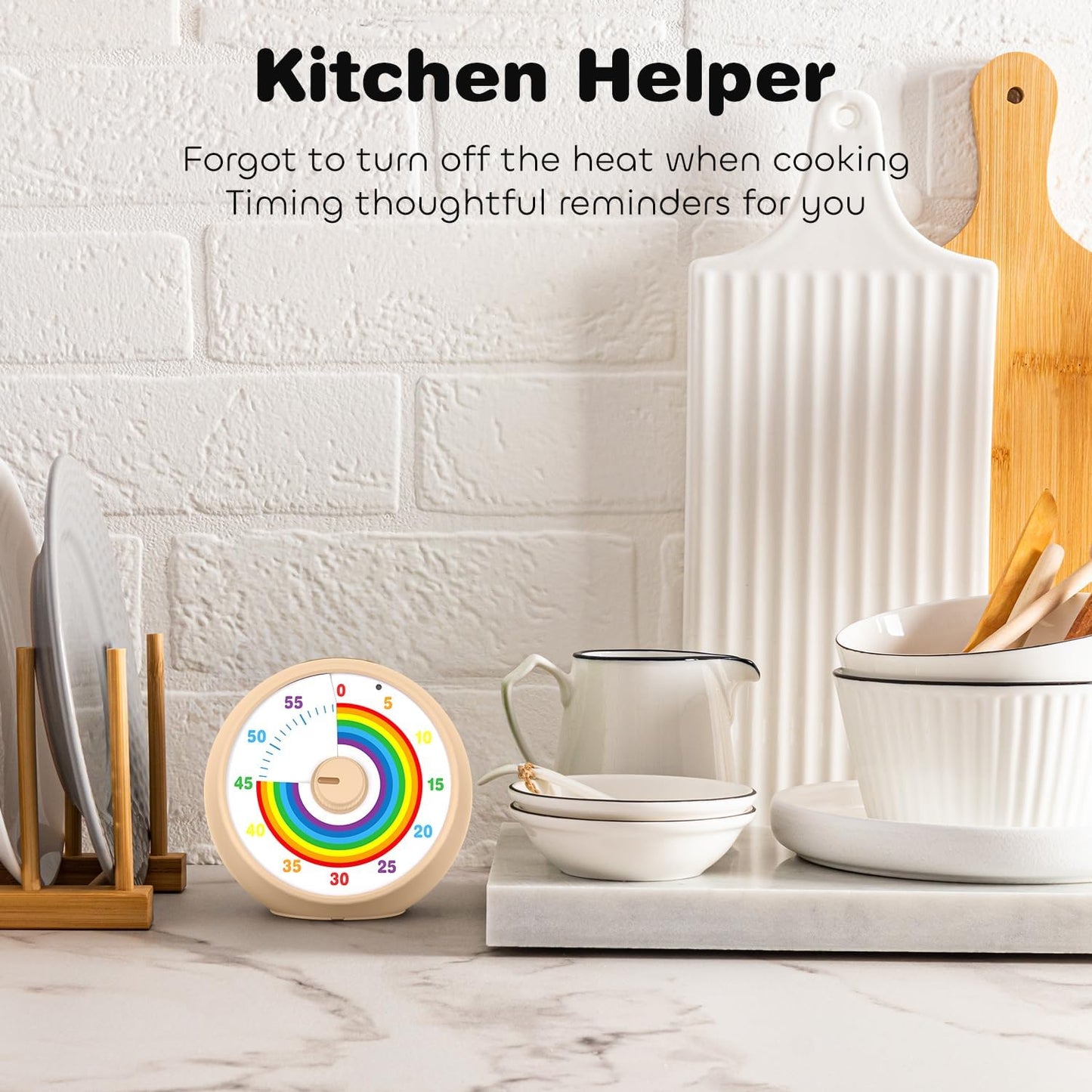Visual Timer for Kids, 60-Minute Countdown for Classroom Office Kitchen, Desk Timer Kids Time Management Tools with Silent Operation, Pomodoro Timer Rainbow Pattern Purple