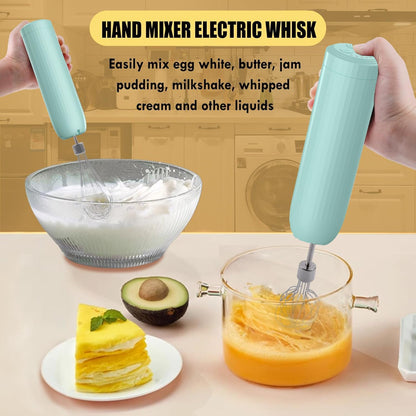 Cordless Hand Mixer MixgoII, Handheld Mixer Electric Whisk & Milk Frother, Hand Held Mini Mixers, Rechargeable Hand Mixer and Whisker, Food Processor for Cooking, Food Chopper, 4-Speed, 10Oz