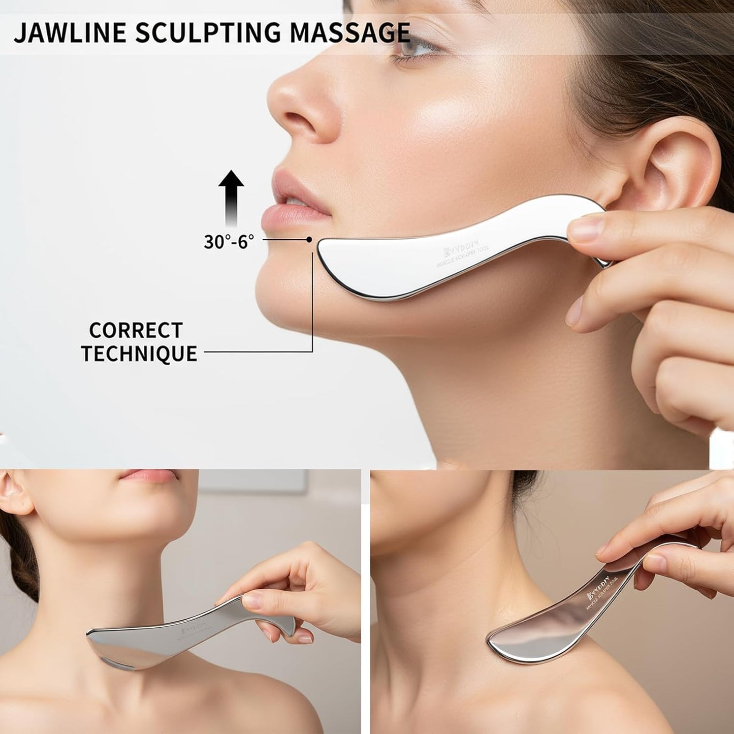 BYYDDIY Stainless Steel Gua Sha Muscle Scraper Tool,Scar Tissue Tool,Physical Therapy Tools,Muscle Scraping Tool,Guasha Massage Scraper,IASTM Tools,Skin Scraping Tool,Soft Tissue Massage Tool