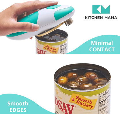 Kitchen Mama Auto Electric Can Opener: Open Your Cans with A Simple Press of Button - Automatic, Hands Free, Smooth Edge, Battery Operated, YES YOU CAN (Red)