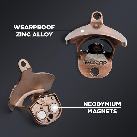 Outdoor Bottle Opener Wall Mounted - Style Magnetic Beer Bottle Opener that Catches Caps - Easy to Install and Incredibly Convenient (Gunmetal Black)