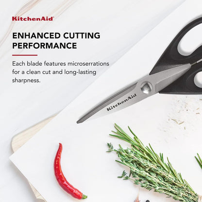 KitchenAid Multipurpose Shear Set, Versatile Scissors with Nutcracker, Bottle Opener, Ergonomic Handles with Protective Blade Covers, 2 Piece