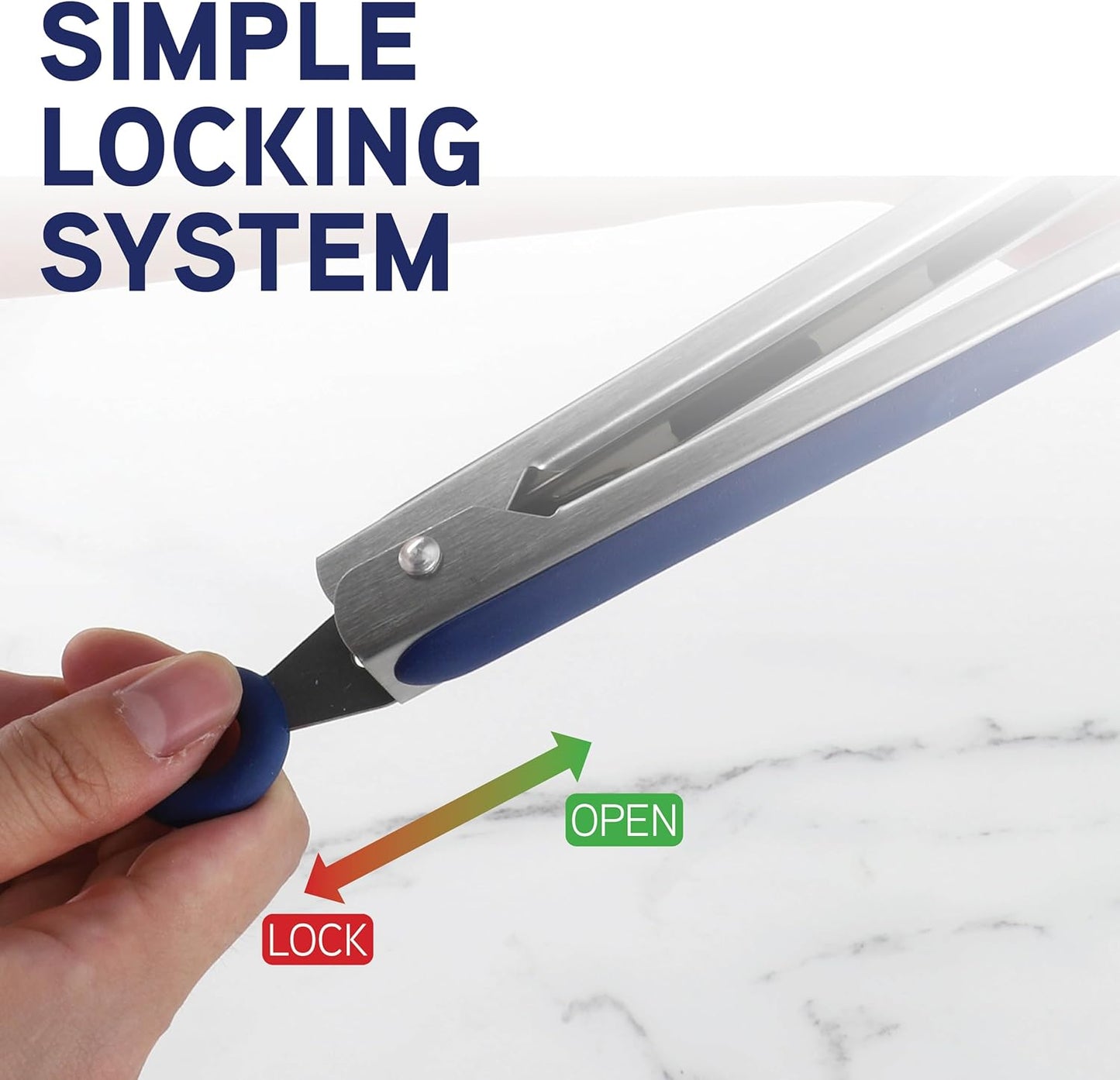 COOK WITH COLOR Stainless Steel Silicone Tipped Kitchen & BBQ Tongs Set, 3 Pc Utensils, Grey