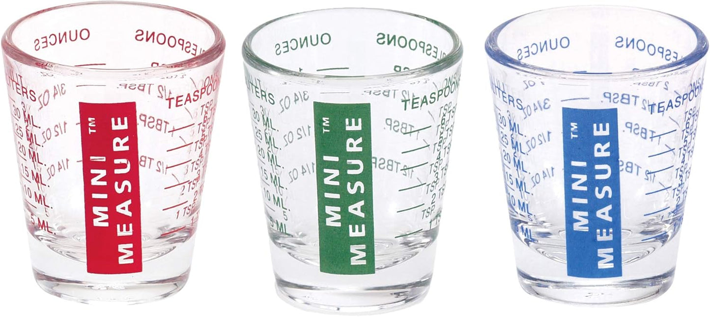 Kolder Mini Measure Heavy Glass, 20-Incremental Measurements Multi-Purpose Liquid and Dry Measuring Shot Glass, White