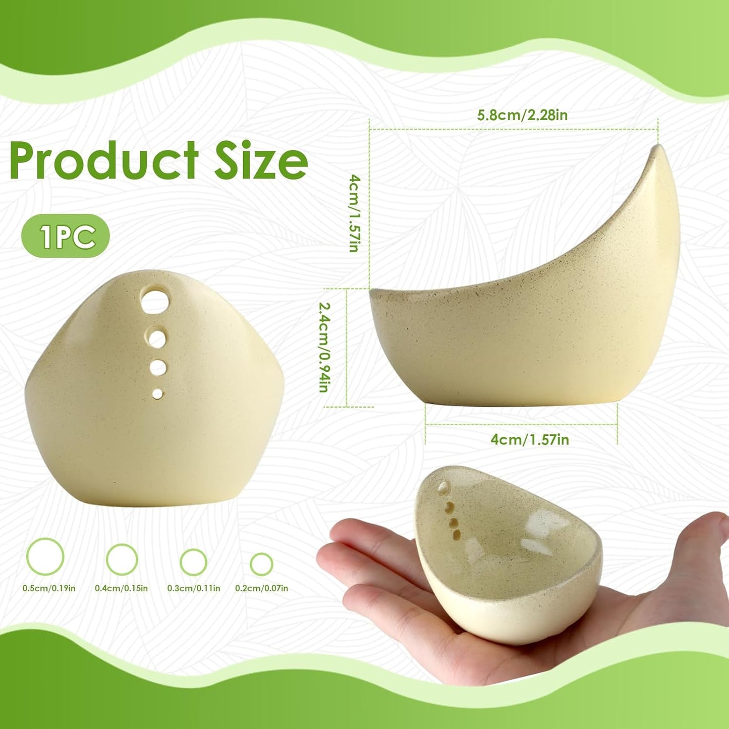 Vvluvva Ceramic Herb Stripper Bowl with Multi-Size Leaf Stripping Holes, Handmade Pottery Herb Peeler and Grinding Bowl for Kitchen Meal Prep, Quickly Separate Herb Leaves and Stems