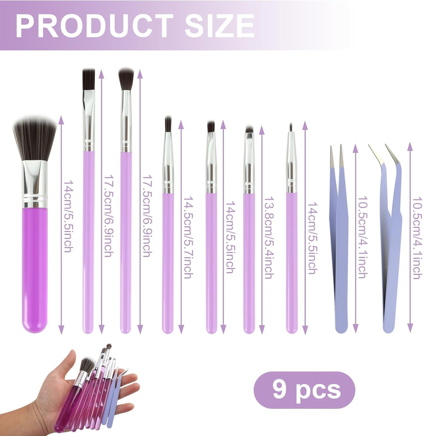 9 Pcs Baking Brush Set, Chocolate Candy Making Supplies Jelly Decorating Tools, for Home Bakers Professional Chefs Cake Cookie Dessert Pastry Decoration Kit, Brushes and Tweezers(Purple)