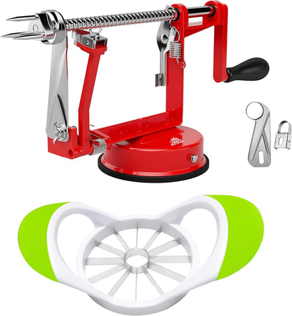 ARSUK Apple Peeler Corer Slicer with Suction Base – 3-in-1 Heavy Duty Cast Iron Hand Crank Machine for Potatoes & Pears – Stainless Steel Blades, Adjustable Arm, Quick Peeling & Spiral Slicing Tool