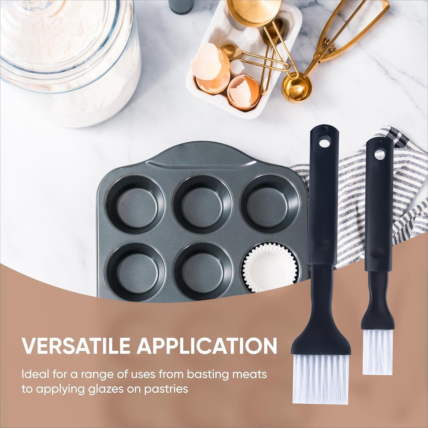 2 Pack - Nylon Bristle Pastry Brush for Basting, Baking, Cooking Food Brush