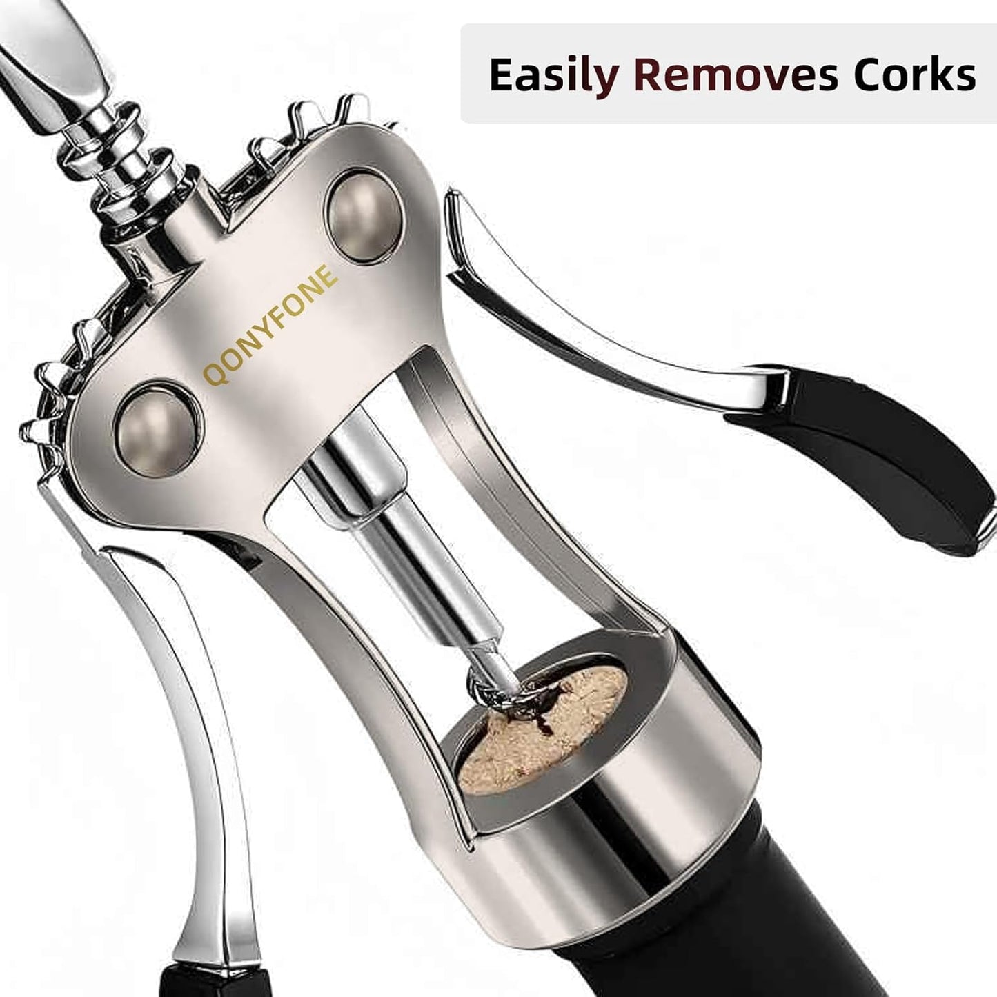 Wing Corkscrew Wine Opener, Premium Zinc Alloy Manual Bottle Opener, Heavy Duty Multifunctional Tool for Kitchen, Bar, Restaurant & Waiters (Silver)