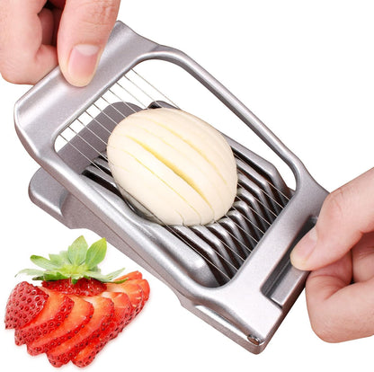 OCHI Stainless Steel Egg Slicer, Heavy Duty Aluminum Cutter for Hard Boiled Eggs, Dishwasher Safe, Perfect for Strawberries & Soft Fruits