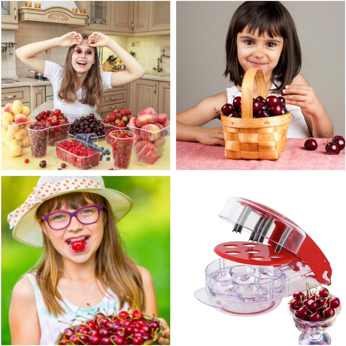 Cherry Pitter Tool PitRemover,Cherries Seed Remover 6 AtTime,Olive Pitter Tool,Cherry Pit Remover Toolfor Kitchen, Cake Shop, Fruit Salad (Red)