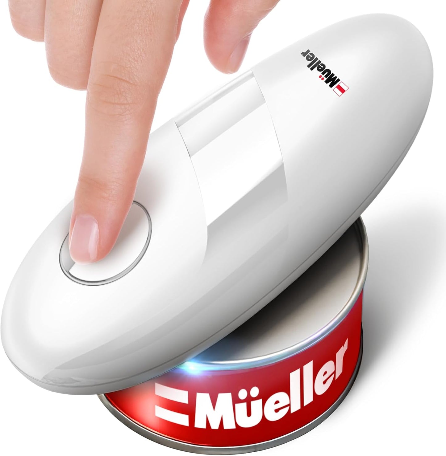 MUELLER HOME SmoothEdge Auto Electric Can Opener – Battery‑Operated One‑Touch w Magnet Lid Lifter – Portable Hands‑Free Automatic Can Openers for Seniors & Arthritis, Smooth‑Edge Cut Technology, Black