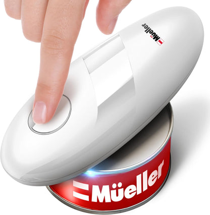 MUELLER HOME SmoothEdge Auto Electric Can Opener – Battery‑Operated One‑Touch w Magnet Lid Lifter – Portable Hands‑Free Automatic Can Openers for Seniors & Arthritis, Smooth‑Edge Cut Technology, Black
