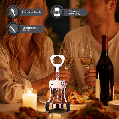 Wine Opener, Zinc Alloy Premium Wing Corkscrew with Multifunctional Bottles Opener, Sharp Wine Corkscrew with Ergonomic Non-Slip Wing Handle, Upgrade