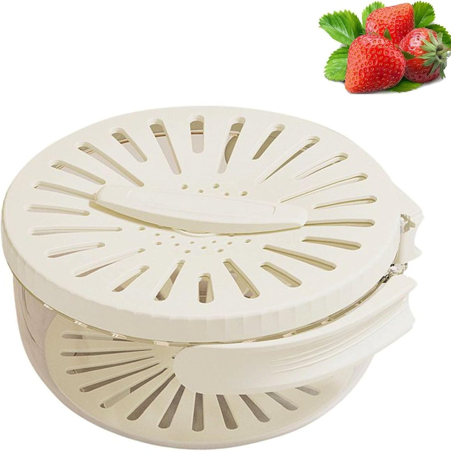 2026 New Draining Basket with Lid, Fruit Drainer Container with Handle, 2 in 1 Multi-function Drain Basket, For Rinsing Straining Vegetable Washing Fruit Portable Storage Container (Brown)