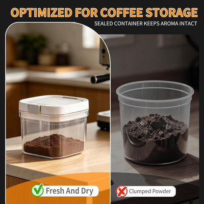 Coffee Container Compatible with Ryze Coffee,Baking Powder Container - 4.7 * 4.7 * 3.9 Inch, Airtight Storage Canister with Scoop,Kitchen Food Storage Soda,Grounds Coffee, Beans, Tea,800ml
