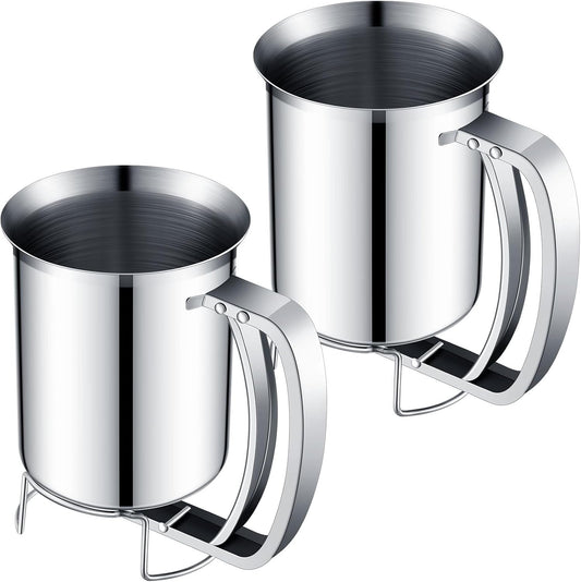 2 Pcs 800 ml Stainless Steel Pancake Batter Dispenser 27 oz Handheld Pancake Mix Dispenser with Handle Batter Funnel for Candle Making Cupcake Muffin Waffle Baking Cake Cooking Crepe Kitchen