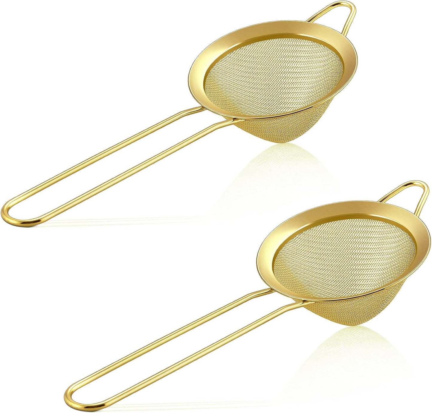 E-far Fine Mesh Strainer Set of 2, 3.3 Inches Stainless Steel Tea Strainer with Long Handle, Small Conical Mesh Strainers Sieve for Cocktail Coffee Food, Rust Proof & Easy to Clean (Silver)