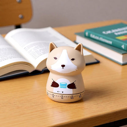 Mechanical Kitchen Timer,Cute,Novelty,60 Minutes Manual Countdown,Kitchen Classroom Learning Cooking (Orange Fox)