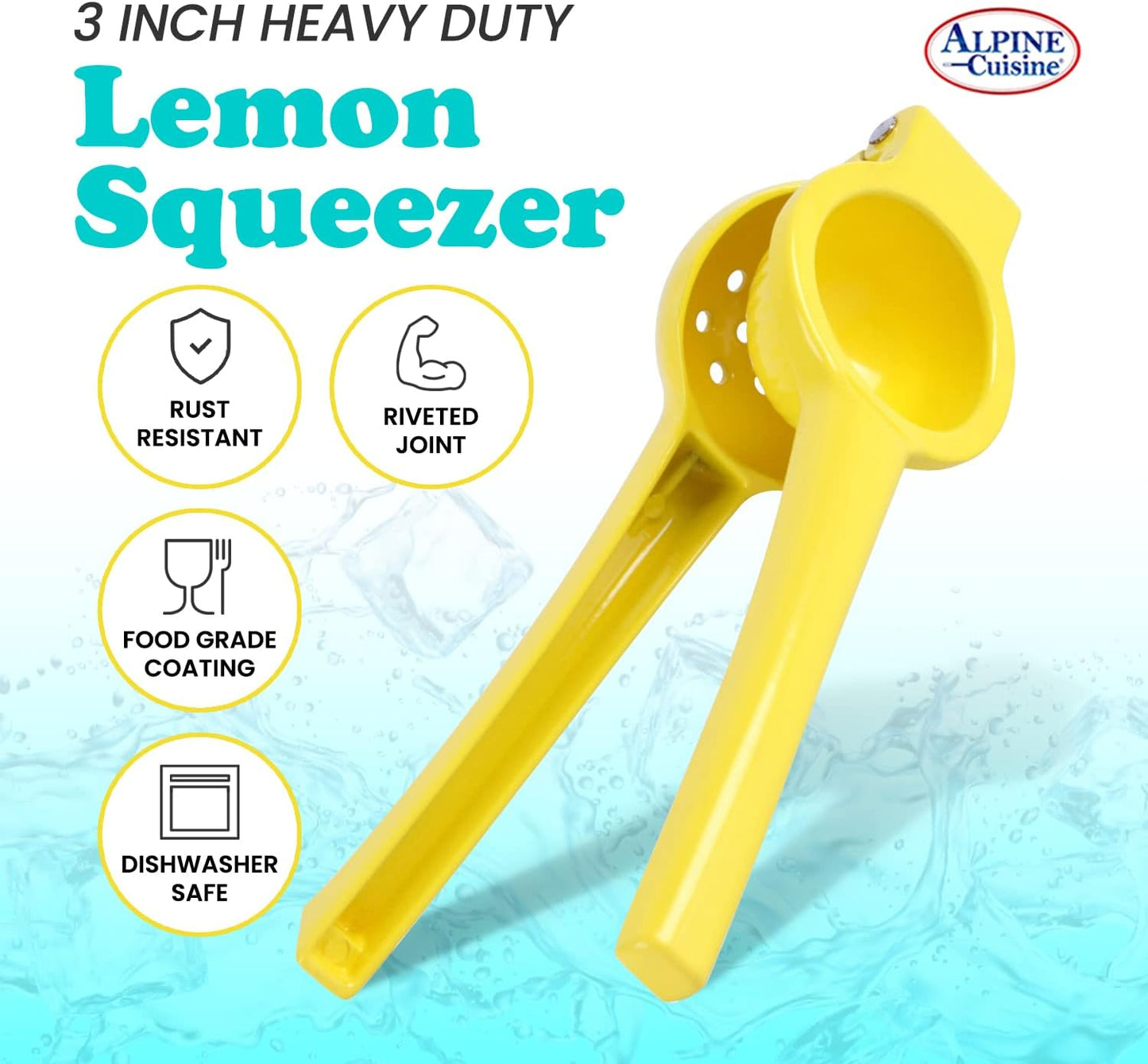 Alpine Cuisine Orange Squeezer with hook - Handheld Aluminum Citrus Juicer, Manual Citrus Juicer press, Orange & Lemon Press - Kitchen Tools and Gadgets for Making Fresh Juice - 9.1 x 3.5 Inches