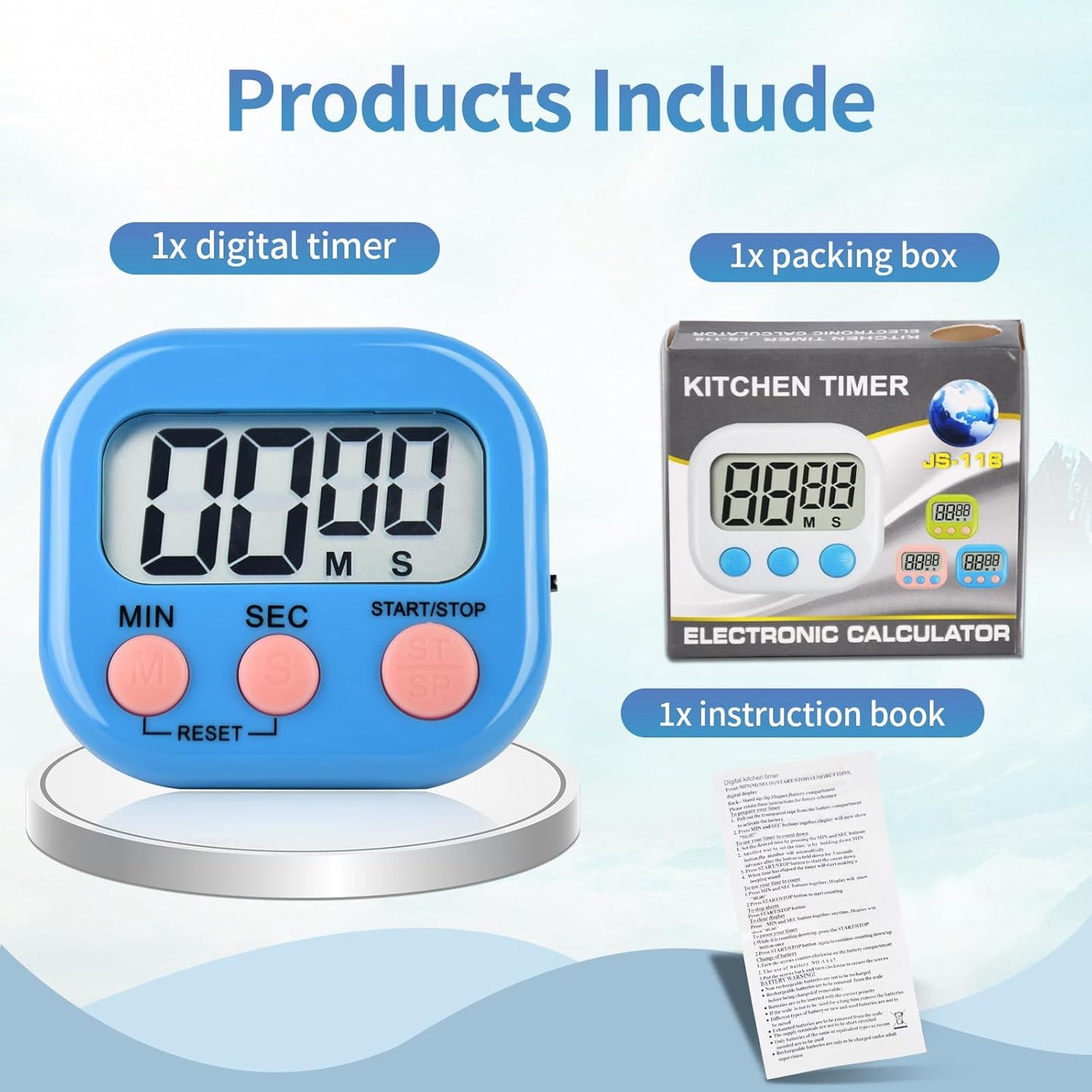 4 Pack Digital Kitchen Timer Magnetic Digital Timer with Big Display Loud Ring Cooking Timers for Cooking, Game, Gym, Break Time, Classroom(4, Pink, Green, Orange, White)