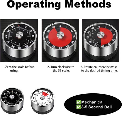 Digital Kitchen Timer for Cooking, Loud Alarm, Magnetic Back, Black and Silver (darkblack-t)
