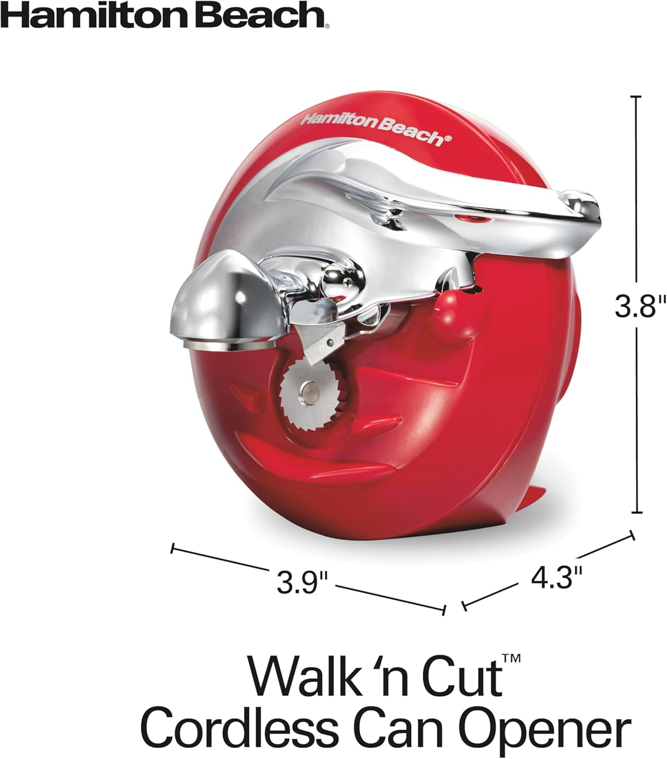 Hamilton Beach Walk 'n Cut Electric Can Opener for Kitchen, Use On Any Size, Automatic and Hand-Free, Cordless & Rechargeable, Easy Clean Removable Blade, Black (76501G)