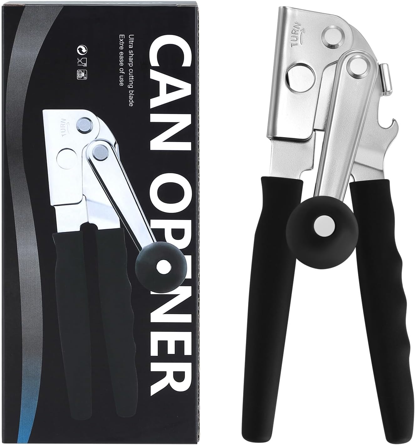 Heavy-Duty Manual Can Opener with Magnetic Lid Lifter | Easy-Turn Smooth Cutting | Comfortable Grip Kitchen Tool | Rust-Resistant Stainless Steel Design