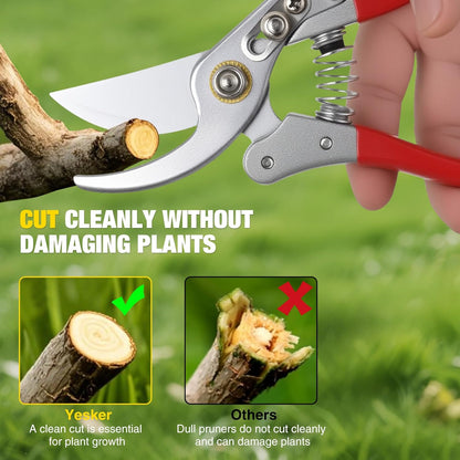 Yesker Pruning Shears Garden Shears 7.8" Professional Garden Scissors Sharp 65 Manganese Steel Blade Heavy Duty Clippers Hand Pruners for Cutting Fresh Flowers Branch Plant Trimming Gardening Tools