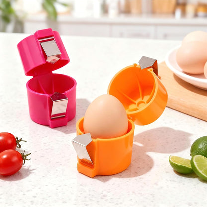 Premium PP Egg Shell Opener & Egg Cracker, Multifunctional Egg Peeler & Egg Opener Tool for Raw Eggs, Quick Clean Crack for Home Kitchen Gadgets, Stainless Steel Blade,Yellow Bright