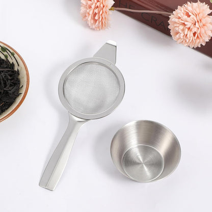 2 PCS Matcha Sifter, Small Fine Mesh Strainer Metal Micro Sifter Mini Cocktail Strainer with Base Stainless Steel Sieve with Handle for Tea, Juicing, Coffee, Cocktail, Powdered Sugar