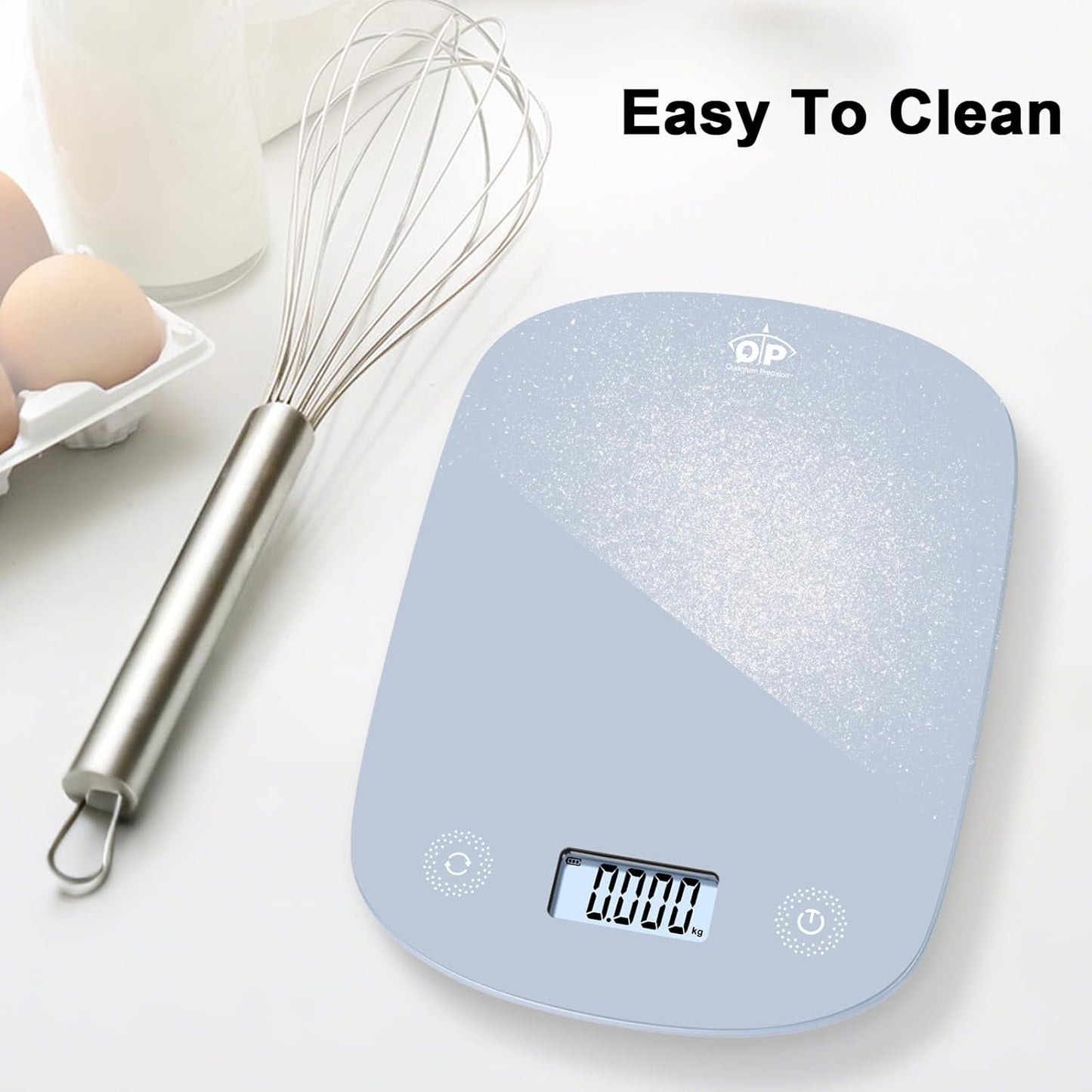 QP Digital Food Scale, 11lb Digital Kitchen Scale, 1g High Accuracy Meat Scale, 6 Units, Cooking Scale with Hook, Ultra Slim Kitchen Weight Scale, Touch Control, Tare Function, Auto Off, LCD Display