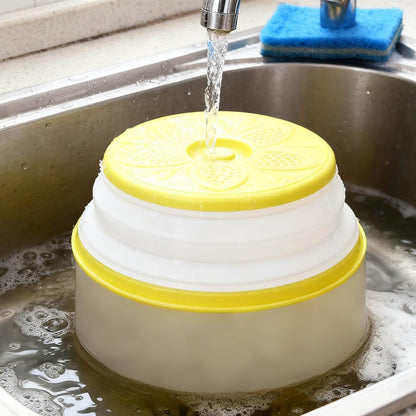 Microwave Splatter Cover, Collapsible Microwave Plate Cover Vented for Food Splatter Guard Fruit Drainer Basket Colander Kitchen Gadget (Yellow)