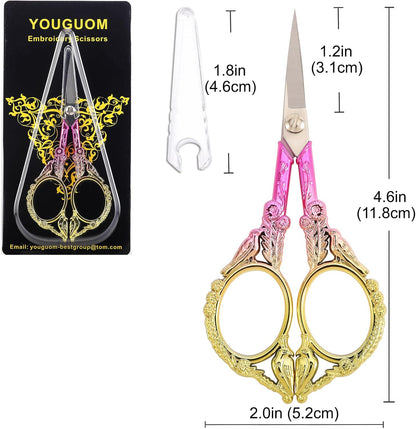 YOUGUOM Sewing Embroidery Scissors, Small Thread Scissor for Craft Artwork Needlework Yarn Knitting Detail Snips, Black Cute Bird Shears