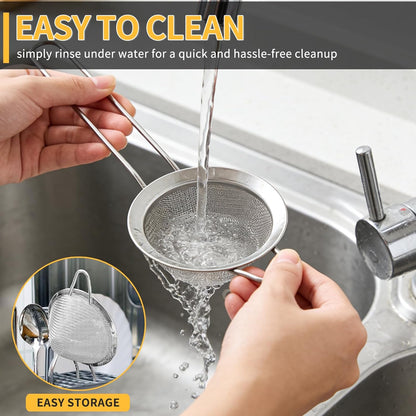 Wine Strainer for Sediment, Fine Mesh Strainer for Kitchen, Made of 304 Stainless Steel, for Smoother Taste, No-Rust, Cone Shape with Rest and Long Handle, Ideal for Wine Decanter, Silver
