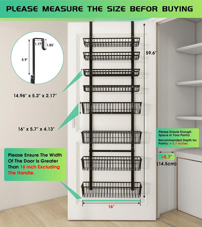 Mefirt White 9-Tier Over The Door Pantry Organizer, Pantry Organization and Storage, Deep Baskets Hanging Heavy-Duty Metal, Wall Spice Rack Seasoning Shelves for Home & Kitchen, Laundry Room Bathroom