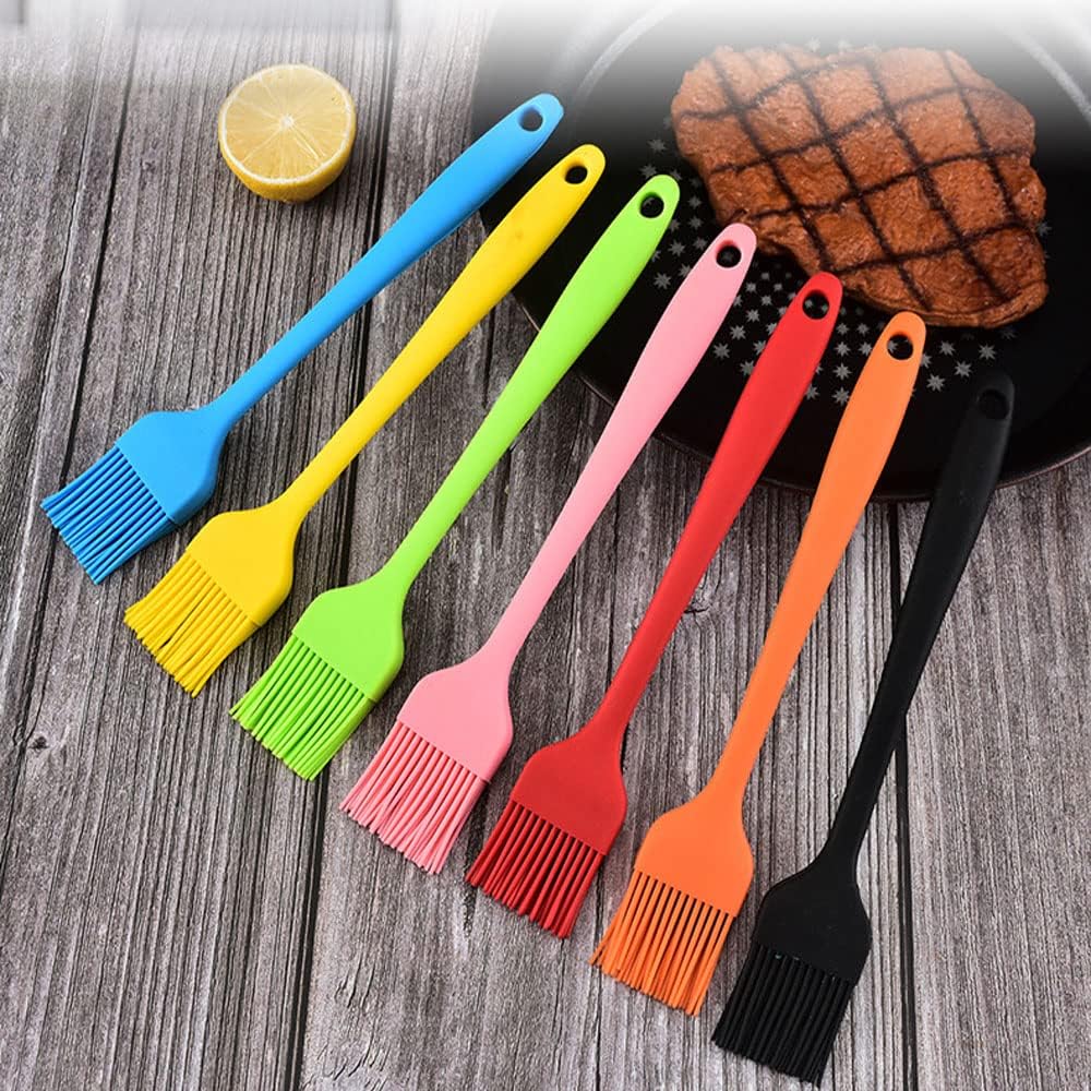 Silicone brush, Oil Brush for BBQ Kitchen Cooking Baking and Grilling (7 PCS,Rose red) - Colors A